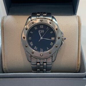 ESQ Swiss Silver and Blue Watch